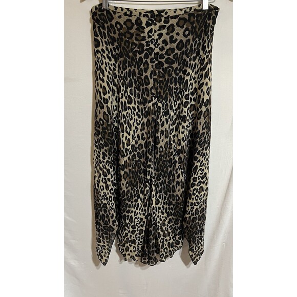 Animal Print Silk Skirt Brown Multi-Tone Lined Hi Low western Boho festival K - Picture 2 of 7